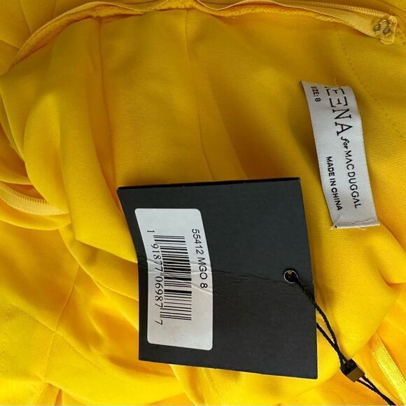 Ieena for Mac Duggal Marigold Chiffon High Low Cocktail Dress | Size 8 - Picture 4 of 13